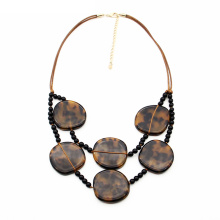 Wholesale turtle shell acrylic beads chain for women acrylic resin long leopard necklace